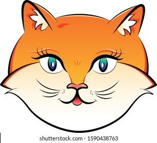 Vector illustration of ginger cute cat