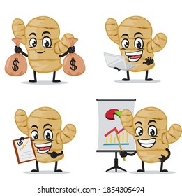 vector illustration of ginger mascot or character collection set with business theme