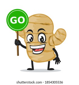 ilustración vectorial de la mascota de jengibre o símbolo de retención de caracteres dice go