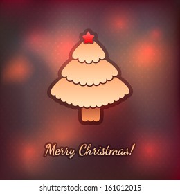 vector illustration of gingerbread Christmas tree on a beautiful festive background. sun and polka dots pattern. Merry Christmas and happy new year gift card. Congratulate your relatives and friends