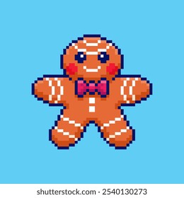 Vector Illustration of Gingerbread Cookie with Pixel Art Design, perfect for game assets themed designs