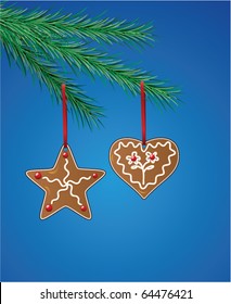 vector illustration of gingerbread cookies. christmas holiday illustration for happy new year and merry christmas greeting cards