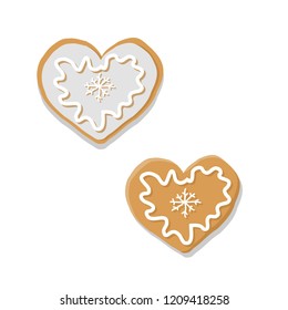 Vector illustration of gingerbread heart isolated on white background