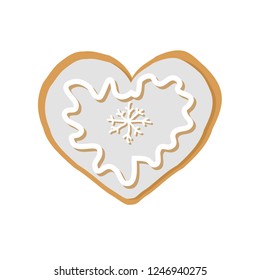 Vector illustration of gingerbread heart isolated on white background