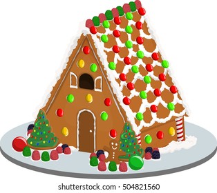 Vector illustration of a gingerbread house.