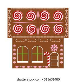 Vector illustration of a gingerbread house on a white background