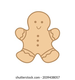 Vector illustration of a gingerbread man. Christmas cookies isolated on white background. 