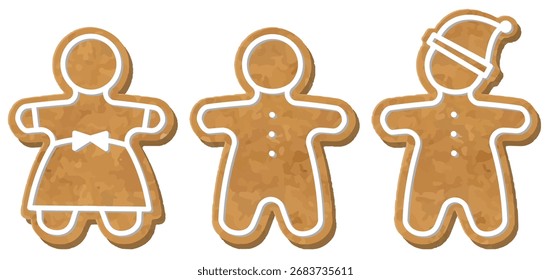Ilustração vetorial do biscoito de gengibre. Biscoito de Natal isolado no fundo branco.