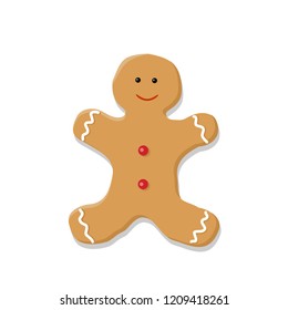 Vector illustration of gingerbread man isolated on white background
