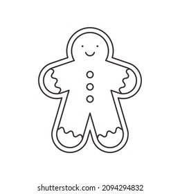 Vector illustration - gingerbread man in linear style isolated on white background