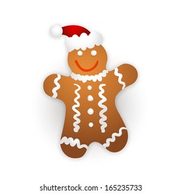 Vector illustration of gingerbread man on a white background.