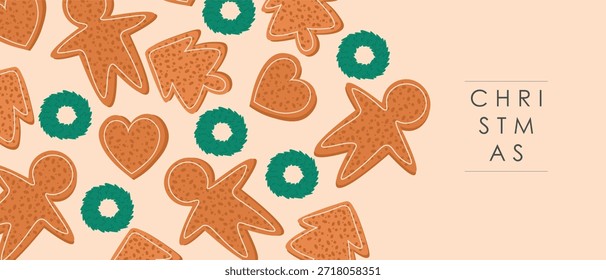 Ilustración vectorial. Hombres de jengibre, fondo, Año Nuevo, Navidades, Anuncio, cubierta.