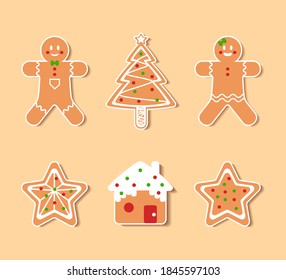 Vector illustration of gingerbread set