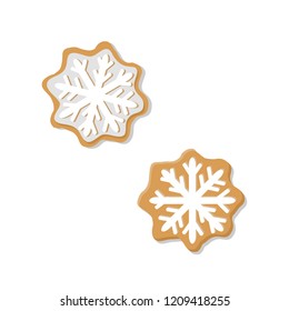 Vector illustration of gingerbread snowflake isolated on white background