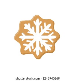 Vector illustration of gingerbread snowflake isolated on white background
