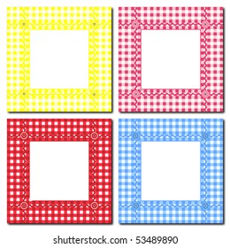 A vector illustration of gingham frames on white. Space for text or image insertion.