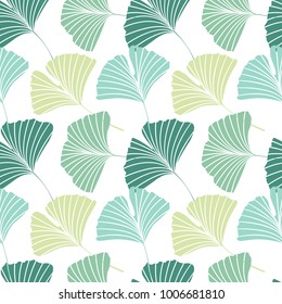 Vector Illustration ginkgo biloba leaves. Seamless pattern with leaves.