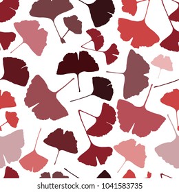 Vector Illustration ginkgo biloba leaves. Seamless pattern with leaves.