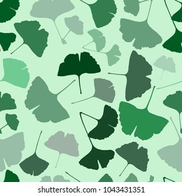 Vector Illustration ginkgo biloba leaves. Seamless pattern with leaves.