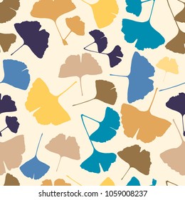 Vector Illustration ginkgo biloba leaves. Seamless pattern with leaves.