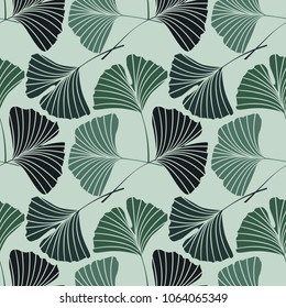 Vector Illustration ginkgo biloba leaves. Seamless pattern with leaves.