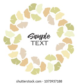 Vector Illustration ginkgo biloba leaves. Background with green leaves. Natural frame