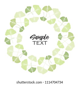 Vector Illustration ginkgo biloba leaves. Background with green leaves. Natural frame