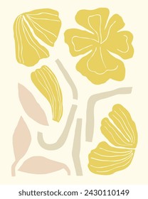 vector illustration of ginkgo biloba leaves and flowers in beautiful spring colors