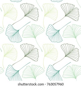 Vector Illustration ginkgo biloba leaves. Seamless pattern with leaves.