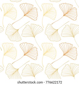 Vector Illustration ginkgo biloba leaves. Seamless pattern with leaves.