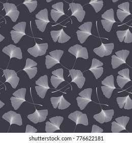 Vector Illustration ginkgo biloba leaves. Seamless pattern with leaves.