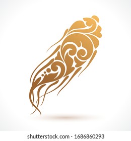 Vector illustration ginseng - symbol, icon, package design element, abstract ornamental pattern on white background
