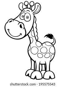 Vector illustration of giraffe cartoon - Coloring book