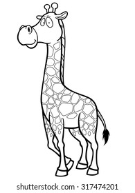 Vector Illustration Giraffe Cartoon Coloring Book Stock Vector (Royalty ...