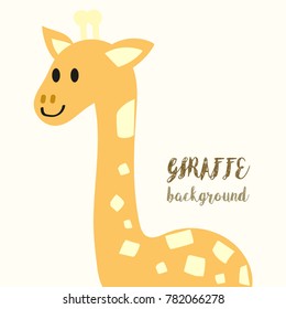 Vector illustration of giraffe in cartoon style.Isolated cute animal on a colored background.Holiday printable card and poster.