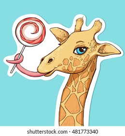 vector illustration of giraffe. Character for covers, banner, t-shirt. children's illustration.