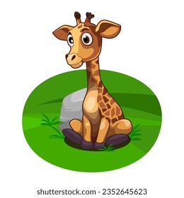 vector illustration of giraffe, for children's book