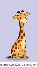 A vector illustration of a giraffe with an elegant design and a long neck, depicting the grace of the wild animal in its natural environment.