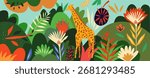 Vector illustration: Giraffe in the forest