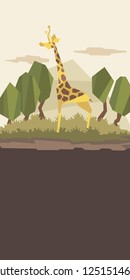 Vector illustration of giraffe in geometric flat style.  Can be used as banner template, advertising, and printed as card, postcard, placard, poster, invitation 