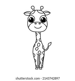 Vector illustration of giraffe isolated on white background. For kids coloring book.