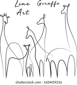 Vector illustration Giraffe. Line art animals. Style line design