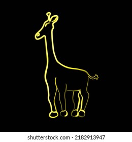Vector illustration of giraffe with neon effect.