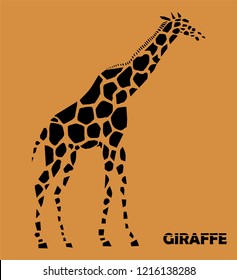  Vector illustration of giraffe, side view 
