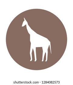 Vector illustration with giraffe silhouette on circle background