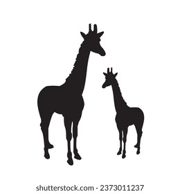 Vector Illustration of a giraffe silhouette on a white background