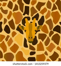vector illustration of a giraffe. with a giraffe skin pattern background.