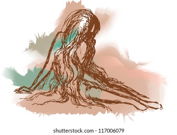 vector illustration of a girl