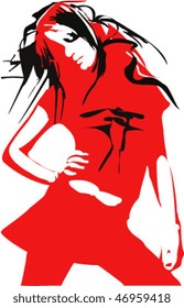 The vector illustration of girl