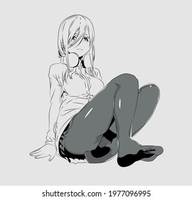vector illustration of a girl in anime style
